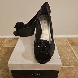 Alfani Satin Peep Toe Heel with Rose